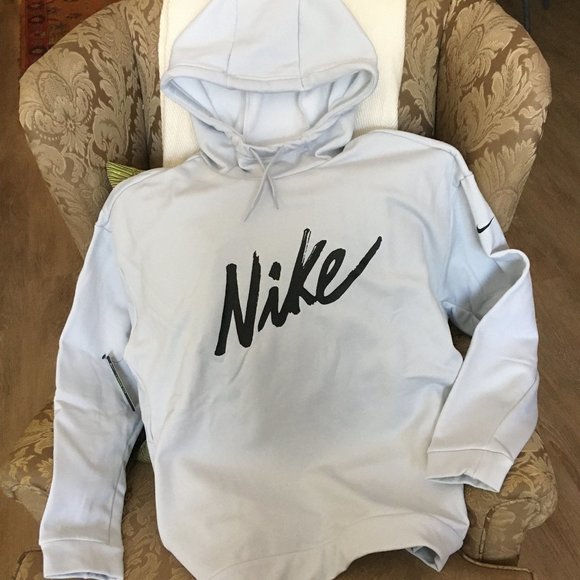 Nike Tops - Nike Graphic Drawstring Hoodie Platinum Gray NWT